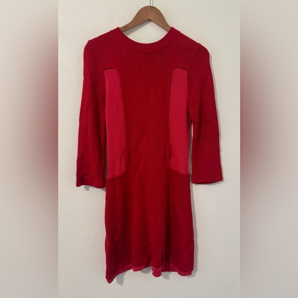 Alice + Olivia Knit Dress Red Pink Colorblock Mod **NO SIZE TAG NO BELT**